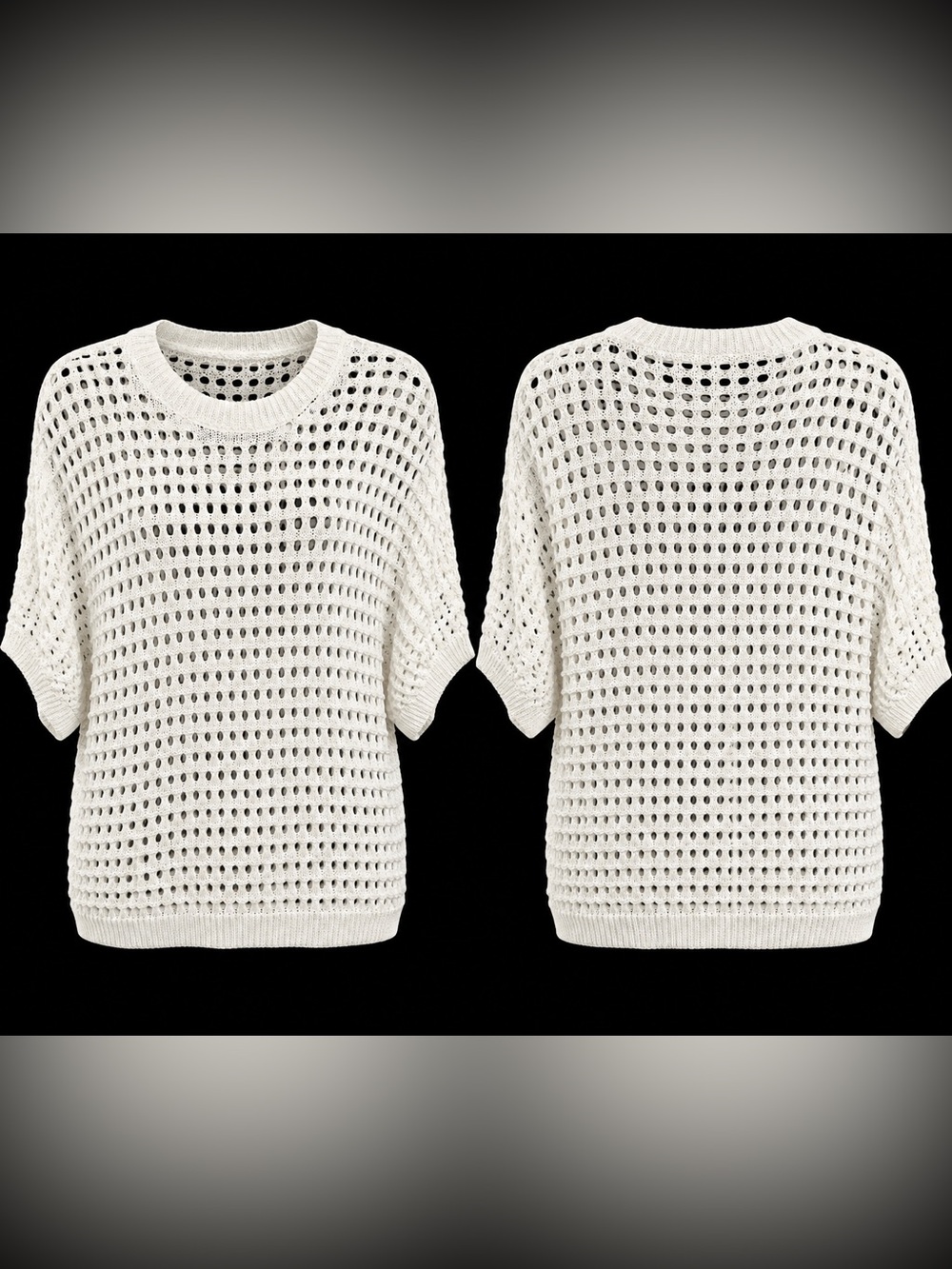 Woman’s 2X White Crochet Knitted Sweater Top BoHo Grandmother Coastal Layering